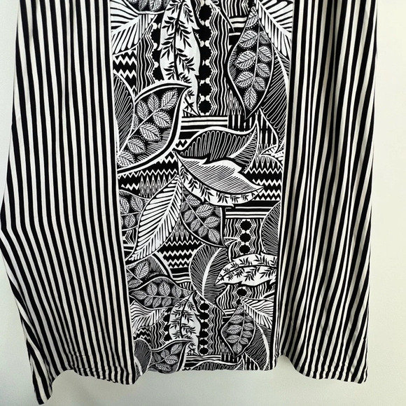 Chico’s Tropical Print Striped Maxi Dress Halter Stretch Jersey Size 0 (4-6) - Picture 3 of 12